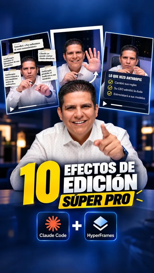 Portada del video 10 efectos de edición súper pro con Claude Code y HyperFrames
